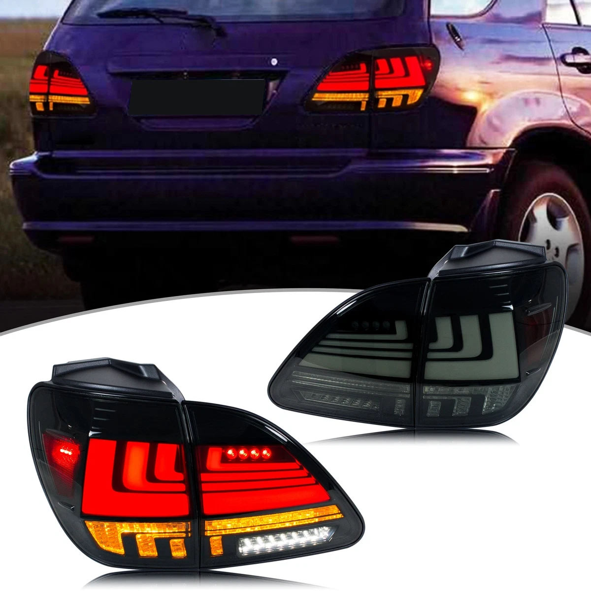 Luces LED Laterales Para Lexus RX300 1999-2003 - Lente Ahumada, Ámbar Y Rojo, 4 Piezas