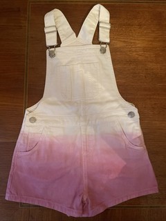 F&F Girls Summer Ombré Pink White Dungarees Shorts. Age 7 8