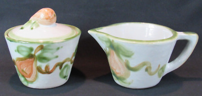 John B Taylor Louisville Stoneware Harvest Pear CREAMER AND LIDDED SUGAR