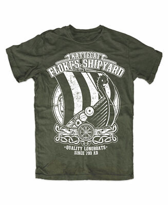 Flokis Shipyard T-Shirt OLIV THOR Odin Berserker Vikings Valhalla Ragnar