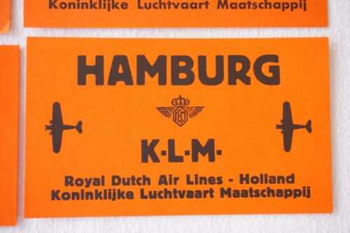 KLM Royal Dutch Air Lines Airline Luggage Label x4 Hull London Batavia Hamburg - Picture 5 of 6