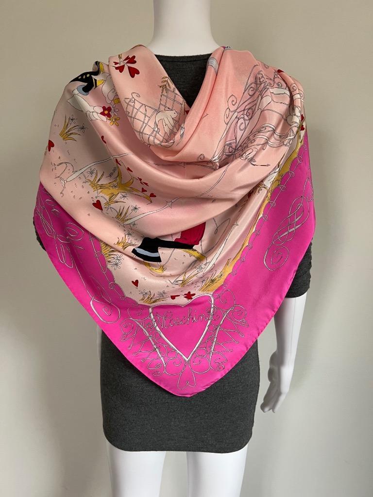モスキーノ CHEAPANDCHIC × ポパイ シルクスカーフ MOSCHINO Pale + Hot Pink Multi 