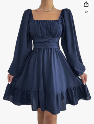 knee length dresses for ladies Navy Floral Print V-Neck Long Sleeve Skater Dress  AX Paris