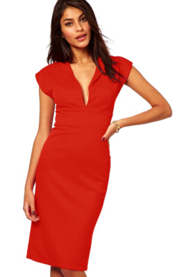 white christmas dresses Plus Sparkling Deep V Neck Wholesale Evening Dresses with Short Sleeves main image 1