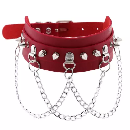 Punk Gothic Spike Rivit Choker Halsband PU Leder BDSM Halskette 16 Farben - Bild 22 von 36