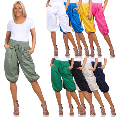 Mississhop Caprihose Damen Baumwolle 100 % Sommerhose Haremhose