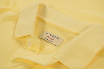 Gran Sasso NWT Polo Shirt Short Sleeve Size 50 M In Solid Light Yellow Cotton