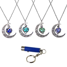 AlterImage Crescent Moon Glow In The Dark Necklaces 4 Pack Luminous Jewelry