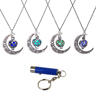AlterImage Crescent Moon Glow In The Dark Necklaces 4 Pack Luminous Jewelry
