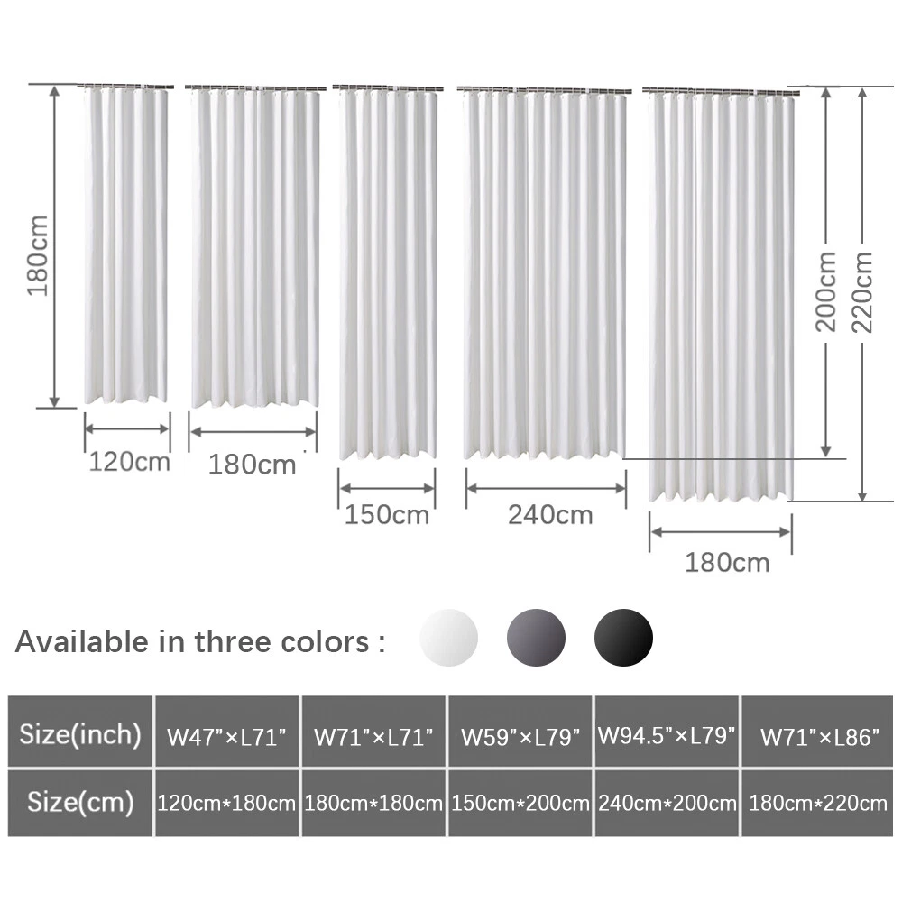 Shower outlet curtains size
