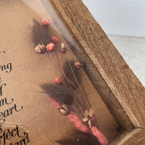 Vintage Wood Frame Dried Flowers Shadow Box Bible Verse Wall Art Boho 8.5"x6.5" - Picture 3 of 6