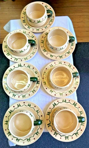7 VINTAGE SETS OF METLOX POPPYTRAIL HOMESTEAD SAUCERS & COFFEE CUPS MADE IN CALI