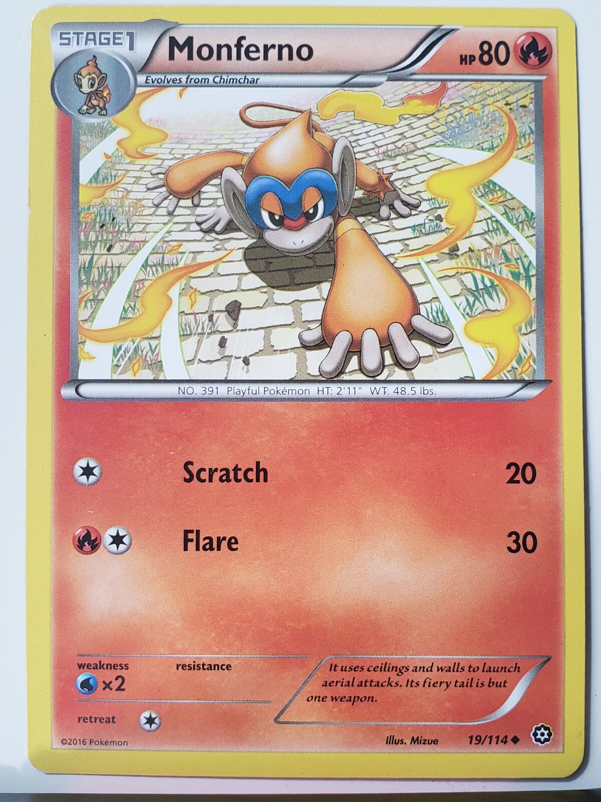 Monferno 19/114 - LP - XY Steam Siege Pokemon Card $2 Combined Shipping