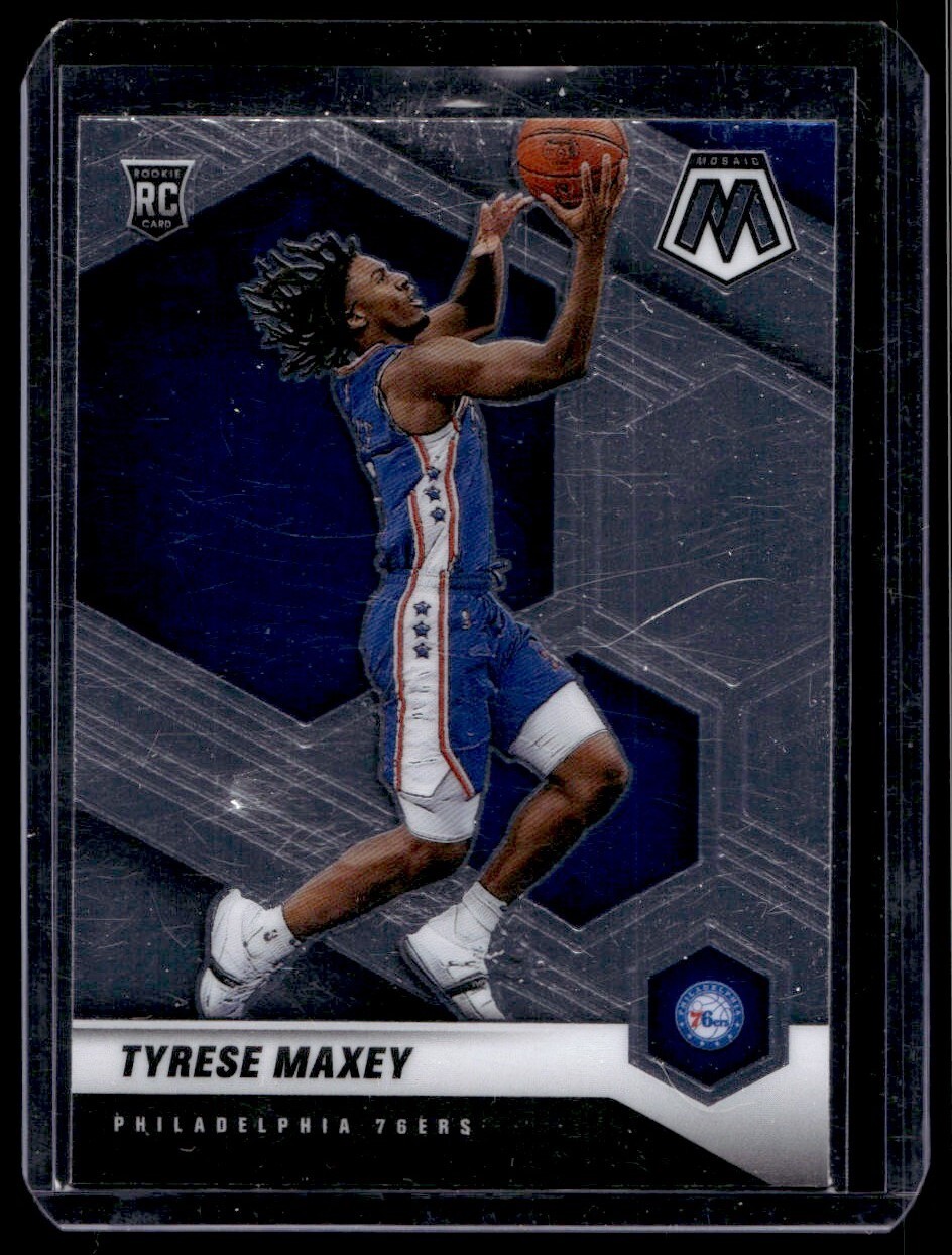 2020-21 Panini Mosaic Tyrese Maxey Rookie W1 Philadelphia 76ers #203
