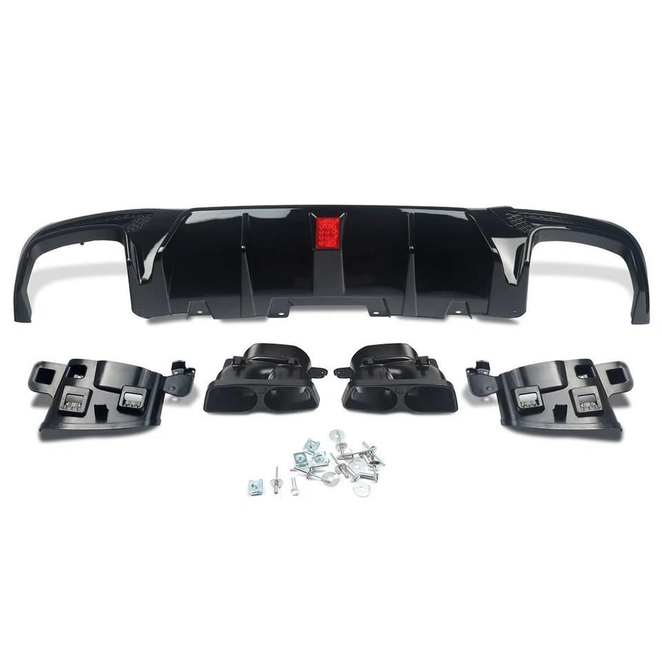 F1 Bs Style Rear Diffuser W/ LED Tailpipes For Benz W166 X166 16-19 GLE GLS AMG - Imagem 3 de 4