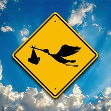 Stork Crossing Sign - Baby Shower Gift - Unique Gender Reveal Plaque - Fun Party