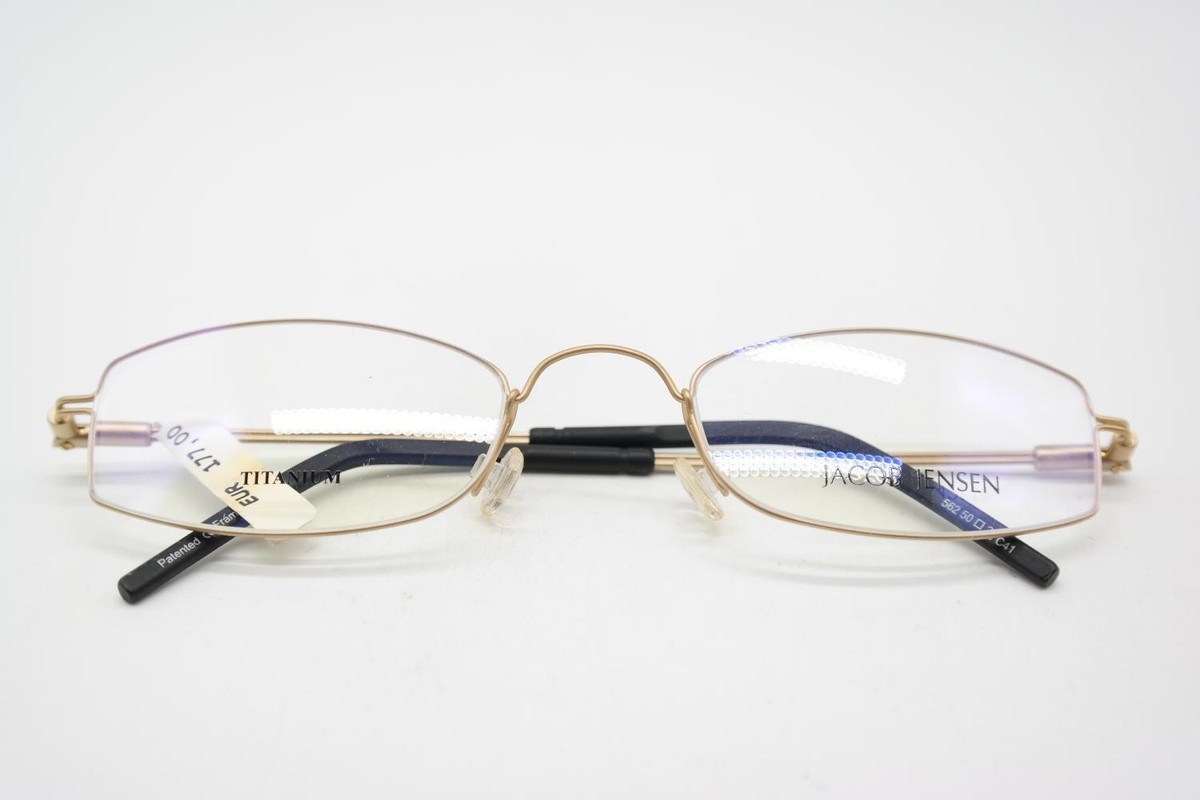 Lunettes De Vue Titane Or Jacob Jensen Denmark 562 - Monture Ovale Neuve Sans étiquettes