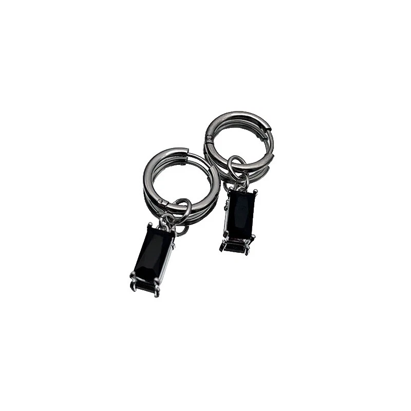 Посеребренные кристальные мужские серьги