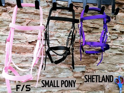 Cinghia DUAL COLOR BRIDLE Per Pony Shetland, Pony Cob, F/S - Materiale Sintetico Lavabile, Marca EQUIKITS, Fatto Nel Regno Unito