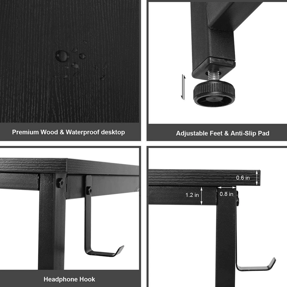 HOMFA Computertisch Schreibtisch Arbeitstisch Bürotisch 120x60cm Tisch Schwarz - Bild 4 von 4