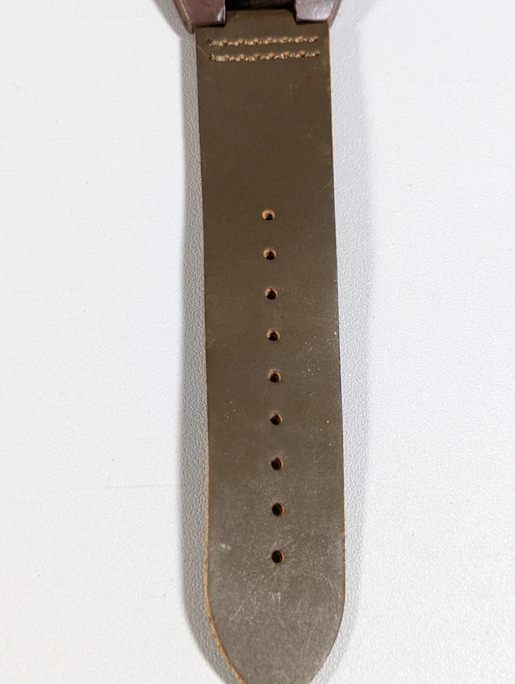 Brown Wood Dial Round Case Brown Faux Leather Band Watch - Image 3 of 4