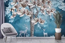 3D Relief Tree Elk Wall Murals Wallpaper Murals Wall Sticker