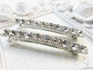 Bridal Rhinestone French Clip Barrette Pair Wedding Hair