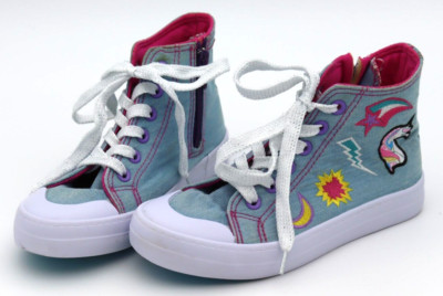 Piper Girl's Sneaker Canvas Embroidered Unicorn Sparkle High Top Size 1M EUC