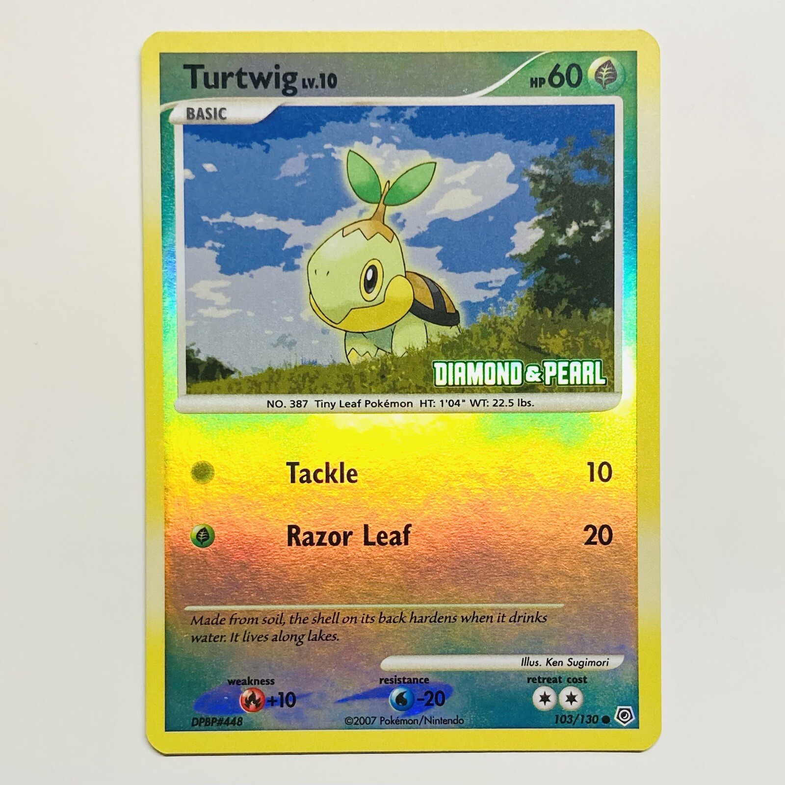 Pokemon 2007 Turtwig Diamond & Pearl 103/130 Reverse Stamp NearMINT Ken Sugimori