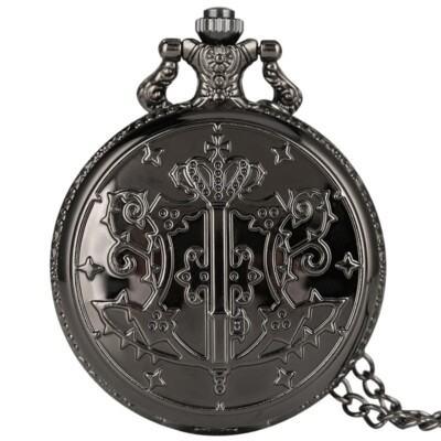 Vintage Quartz Pocket Watch Kuroshitsuji Black Butler Sebastian Anime Chain Gift