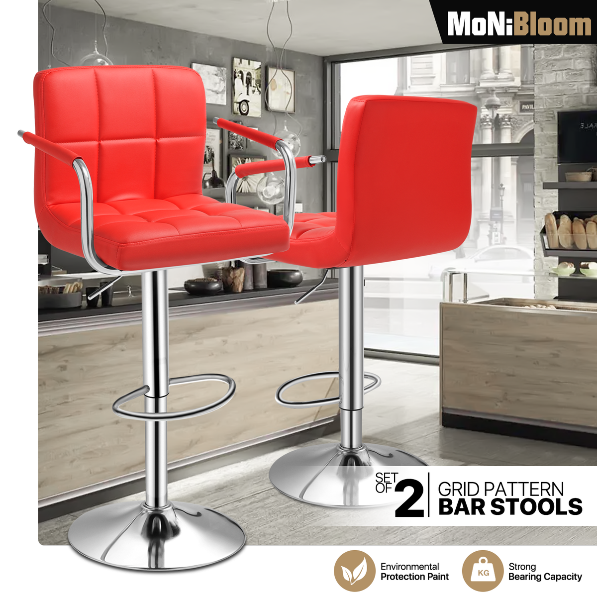 Stools Set Leather Red Bar Stools Magshion Modern Kitchen