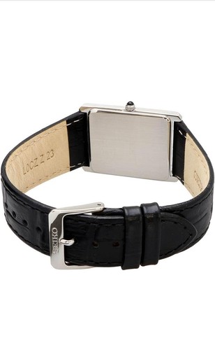 Seiko SWR049 St. Acier Argent Blanc Rectangulaire Quartz Homme Montre Auth Works - Photo 6 sur 7