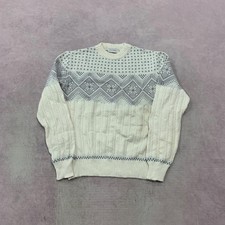 Vintage Knitted Jumper abstract patterned grandad knit sweater Men's M