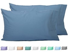 Queen Pillowcases Set of 2, 100 Cotton Queen Queen 20"x30" Copen Blue