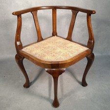 Edwardian Mahogany Corner Chair Cabriole Legs Pad Feet c1900 Antique