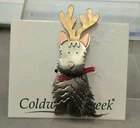 Vintage Costume Jewelry Coldwater Creek Scottie Dog Brooch Pin Red Ribbon