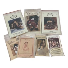 Vtg Craft Pattern Kits Assorted Christmas Lot of 7 Snowman Santa Angel Wool Hair
