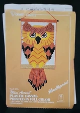 Vogart Crafts Ollie Owl Mini Accent Plastic Canvas Needlepoint Kit, Vintage Boho