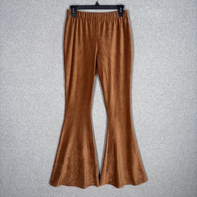 Vintage Rue 21 Velvet Ribbed Bell Bottom Flare Pants Gold Disco 70s Boho Gypsy