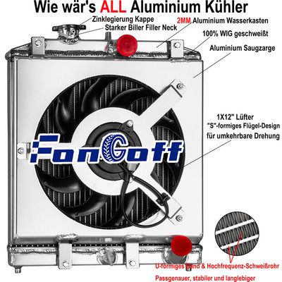 3Reihe Kühler Lüfter Für 1992-2000 Honda Civic EK EG CRX DEL SOL 93-97 MT