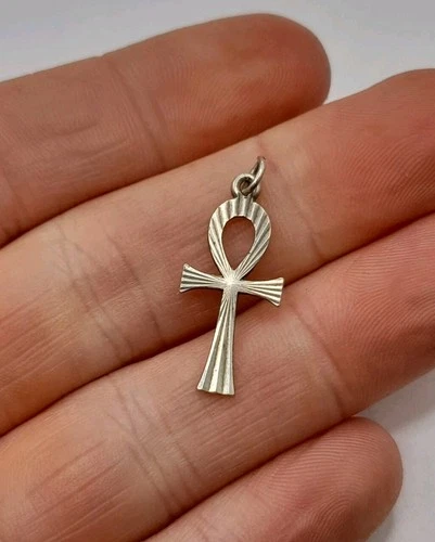 Small Vintage Silver Egyptian Egypt Ankh Cross Pendant Charm