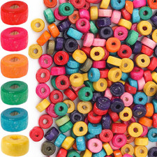 1000pcs Flat Wood Beads for Crafts, 3.5x6.5mm Large Hole Macrame Wooden Beads...