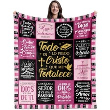 Spanish Christian Gifts for Women Throw Blanket 50"X60", Regalos Cristianos