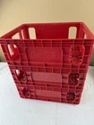 LOT OF 3 Vintage Coca-Cola Red Plastic 12-Bottle Crates 15x11 HUSKY Rehrig co.
