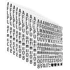 10 Sheets Letter Stickers 1560 Alphabet Stickers 0.5 inch Self A4 sticker Black