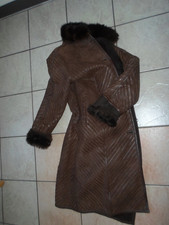 Damen Mantel Lammfell Wintermantel gewachsene Lammfell Mantel Nerzkragen L 42 44