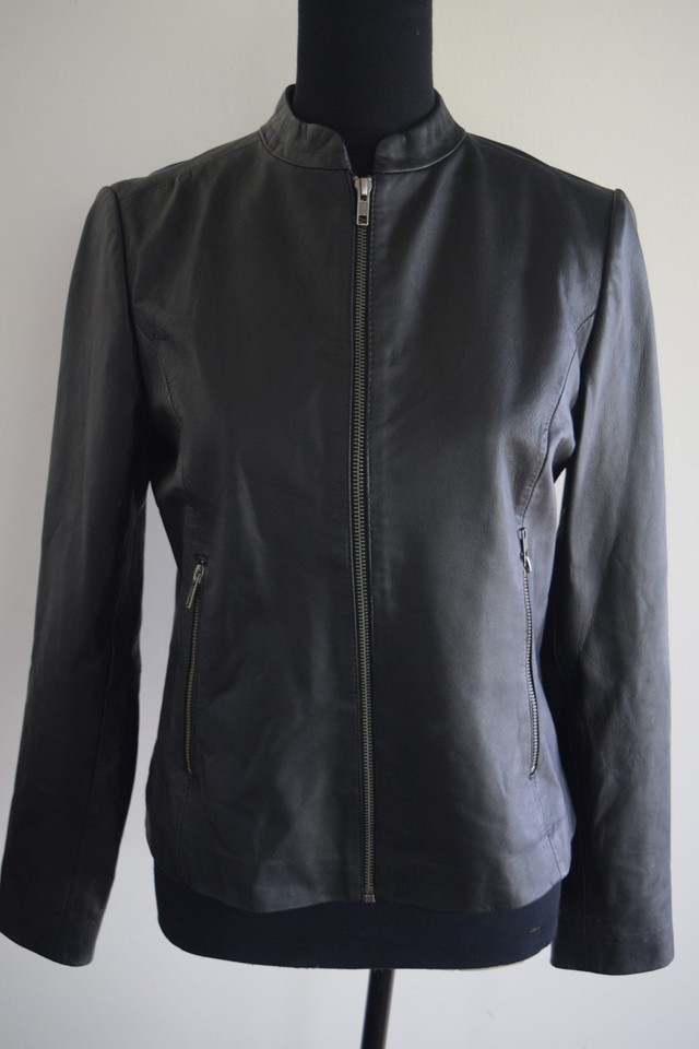 Basque black genuine leather jacket...size 8...excellent condition