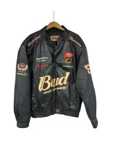 Nascar Dale Earnhardt Jr Leather Jacket Bud King Of Beers XL Jeff Hamilton READ