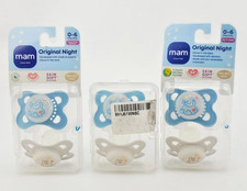Mam Original Night Glow In The Dark Baby Pacifiers 0 6 Months Silicone Lot of 3