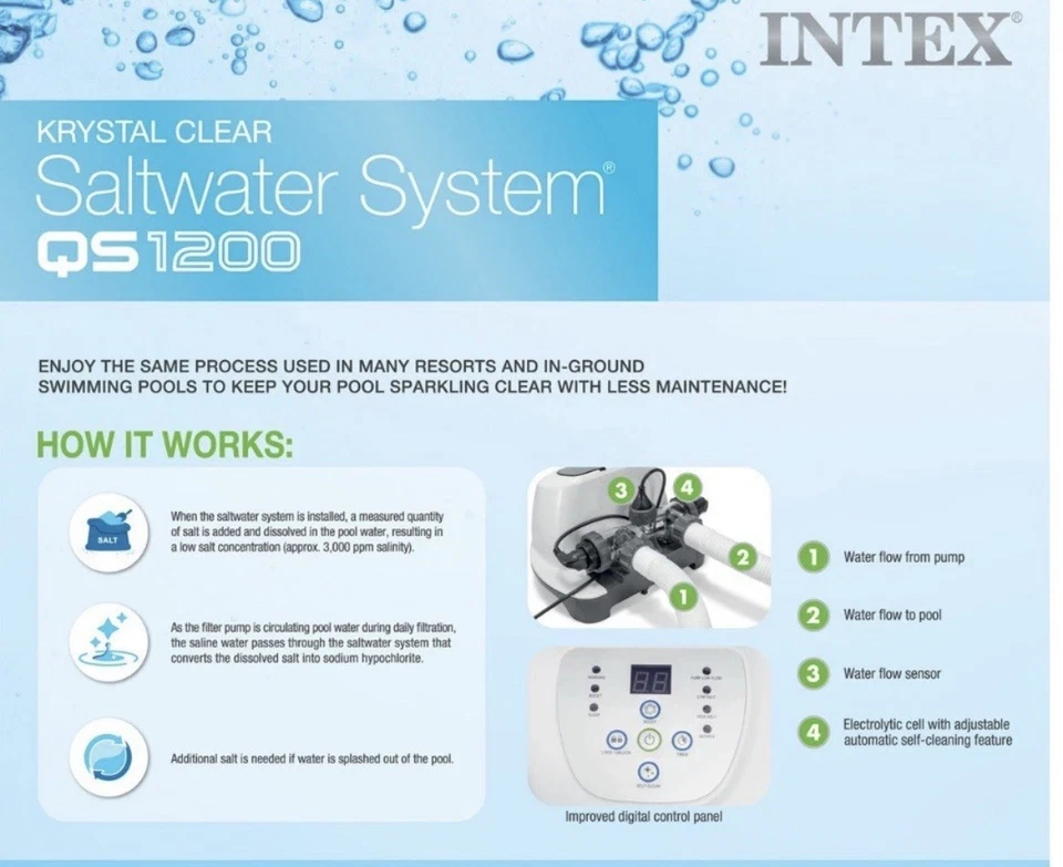 Intex Krystal Klear Saltwater System QS1200- Intex Salt Chlorinator (26669EG) - Image 2 of 4